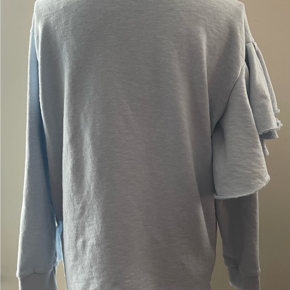 Zara Baby Blue Raw Cut Ruffled Sweatshirt - Picture 4 of 10
